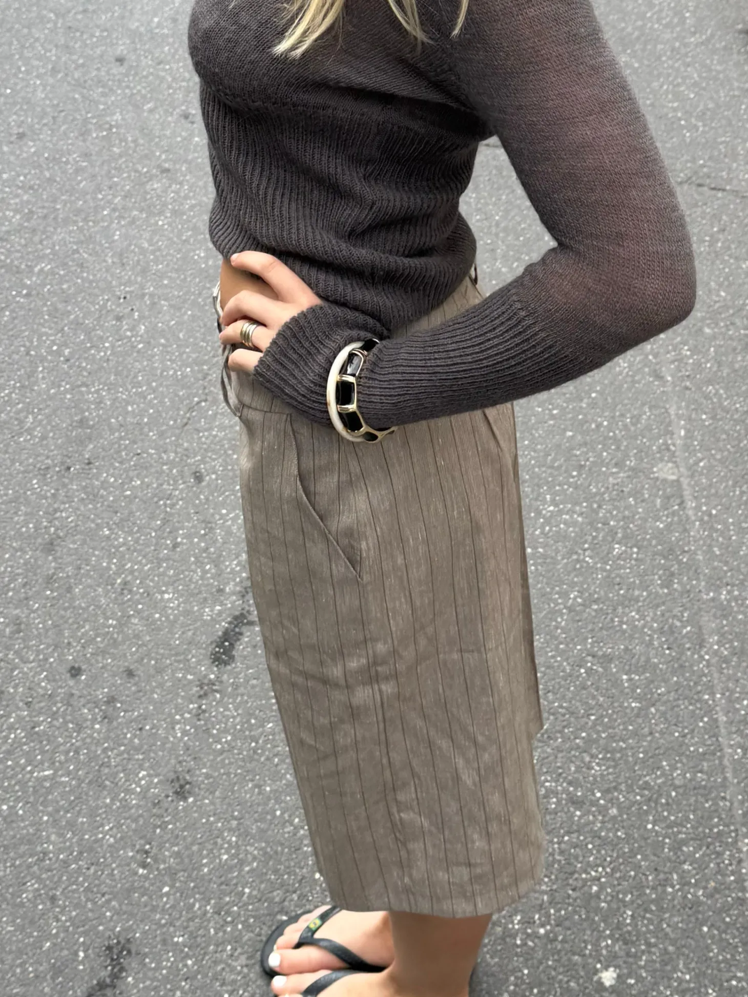 Ebony armbånd med striber - Sort/guld