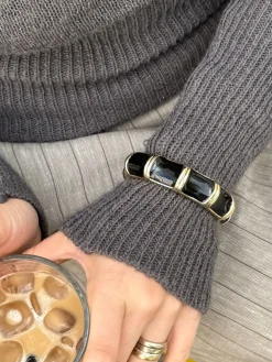 Ebony armbånd med striber - Sort/guld