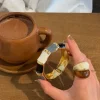 Ebony armbånd med striber - Sort/blågrå/hvid/guld