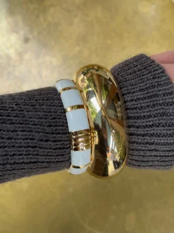 Eivora armbånd med striber - hvid/guld