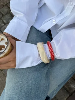 Eivora armbånd med striber - Rød/guld