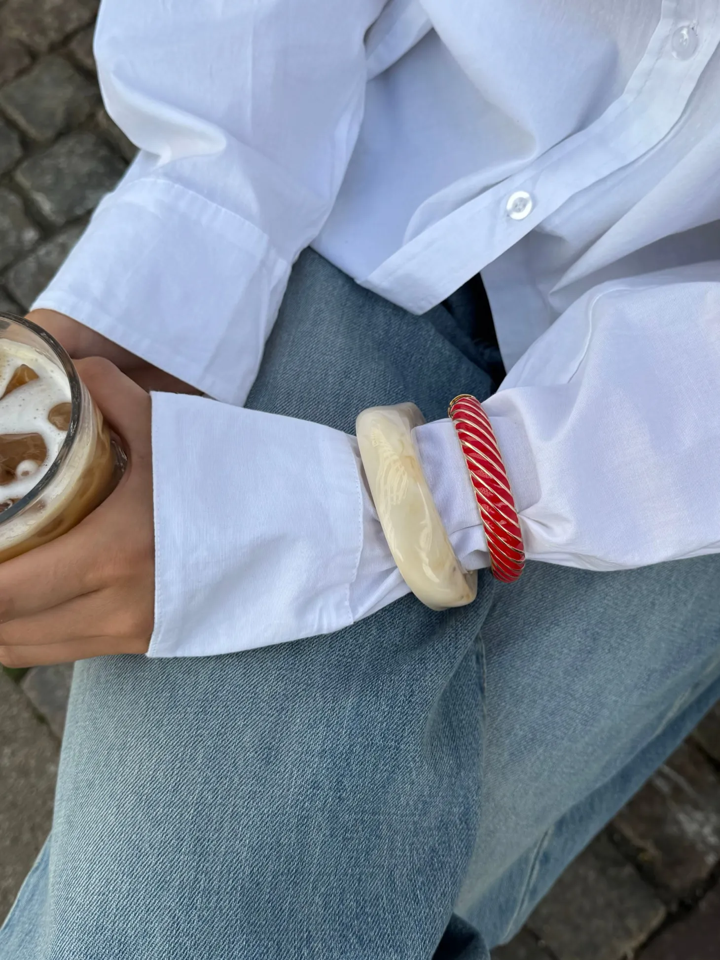 Eivora armbånd med striber - Rød/guld