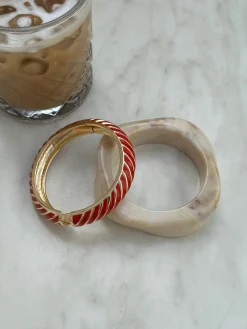 Eivora armbånd med striber - Rød/guld