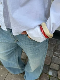 Eivora armbånd med striber - Rød/guld