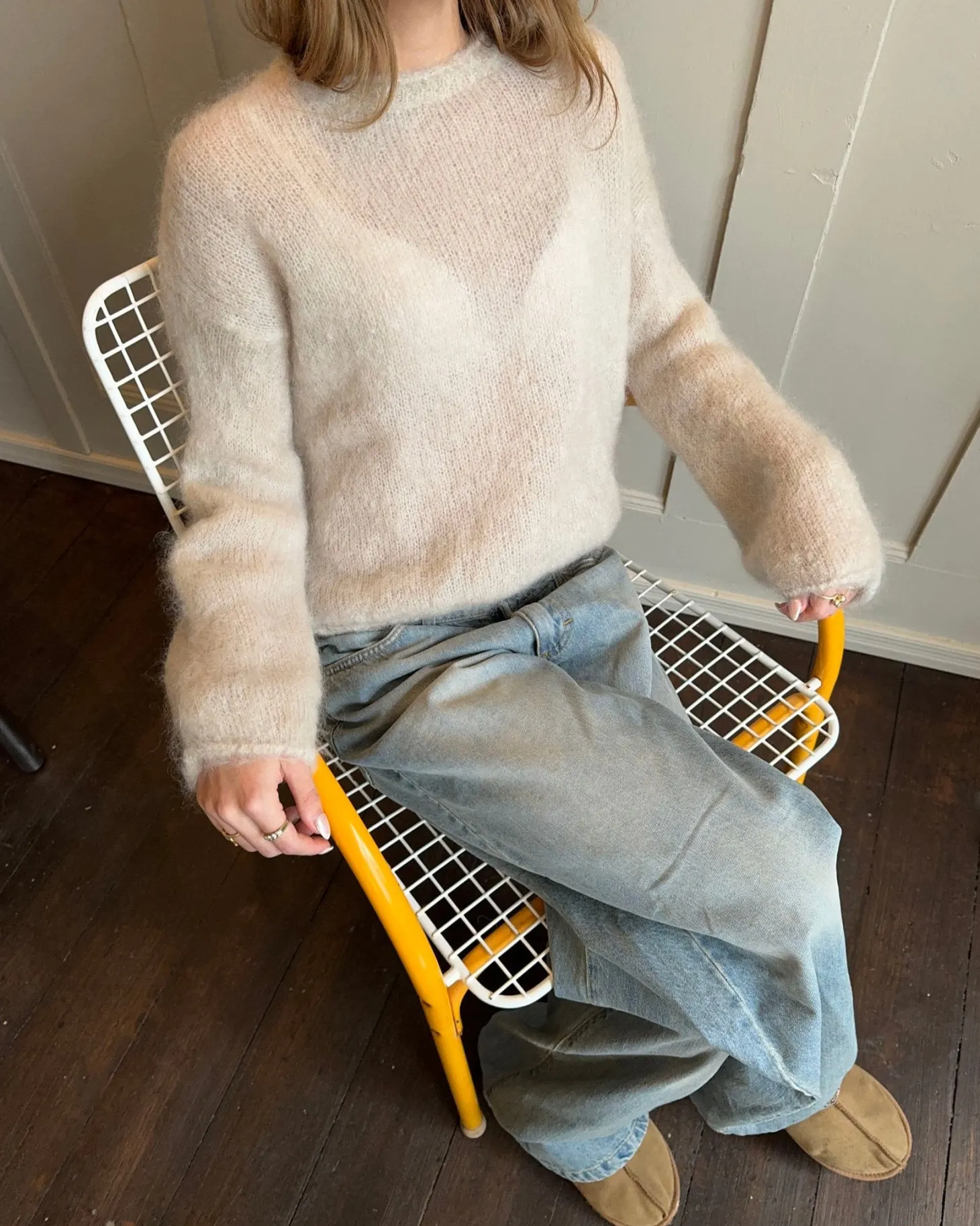 Elara mohair striktrøje - Beige