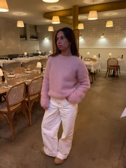 Elara striktrøje i mohair - Lyserød