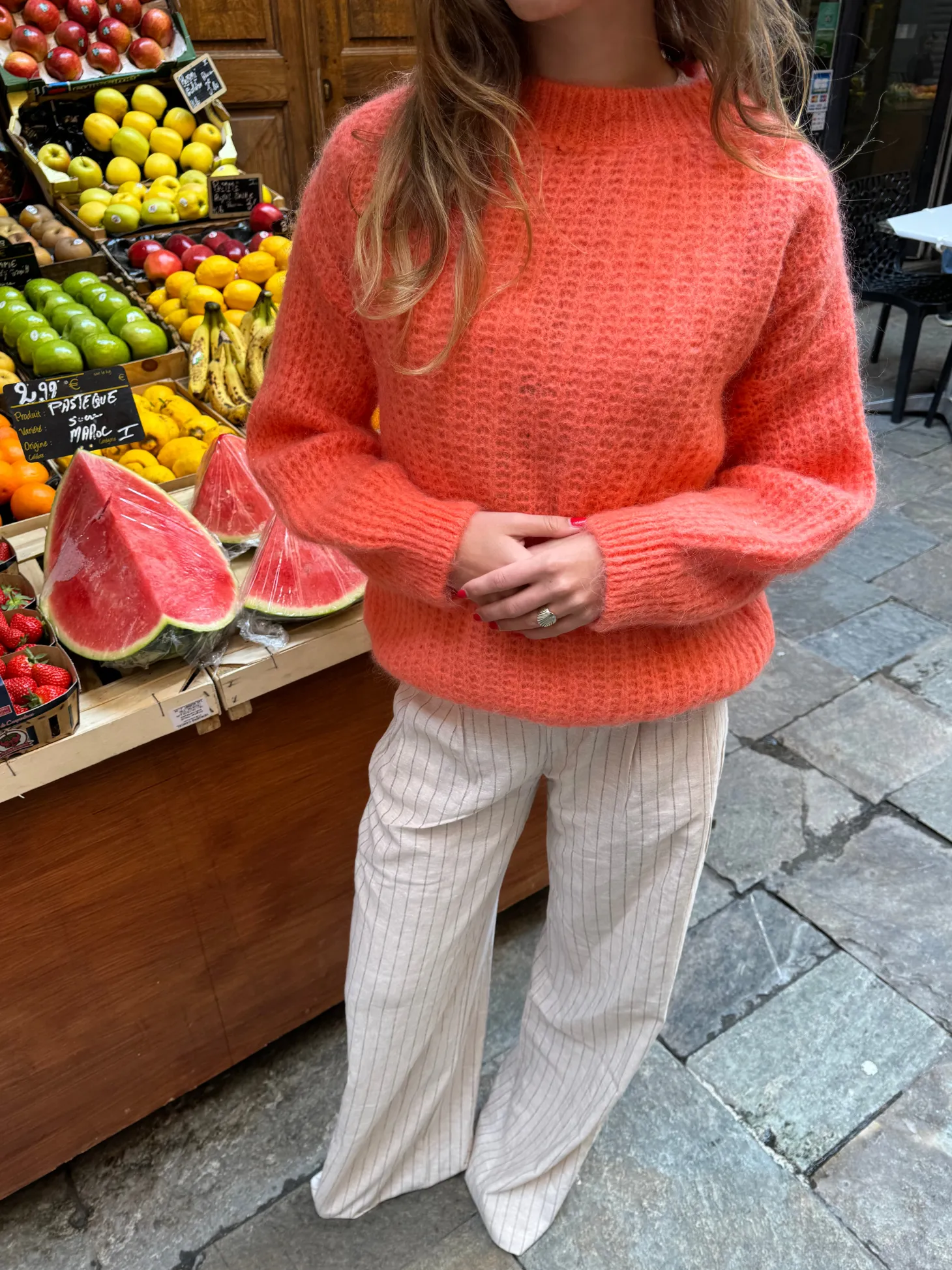 Elina striktrøje - Koral orange