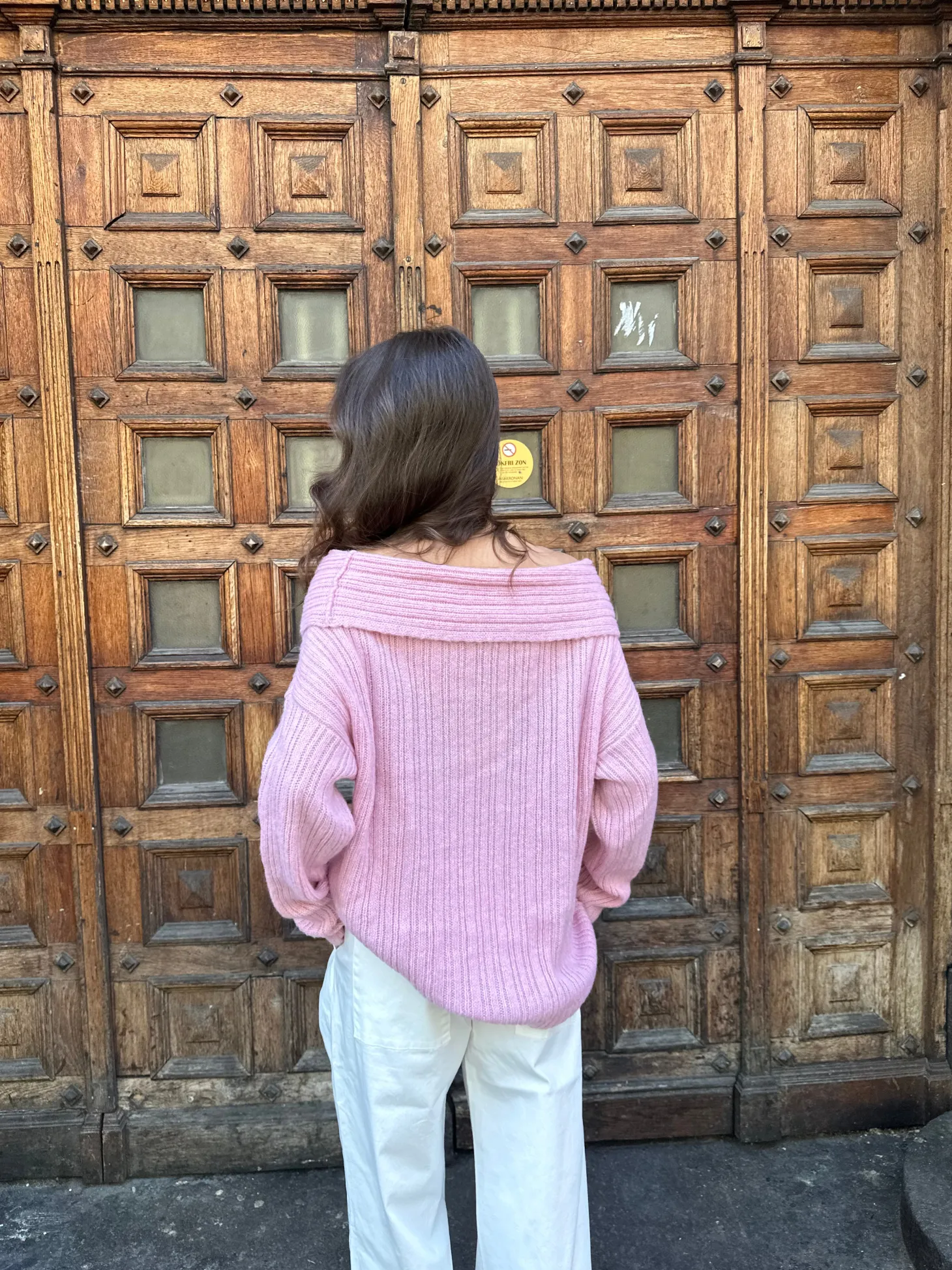 Elinor off shoulder strik - Lyserød