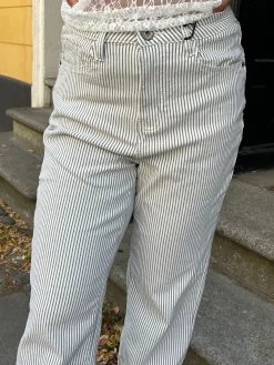 Elsa stribede jeans - Hvid