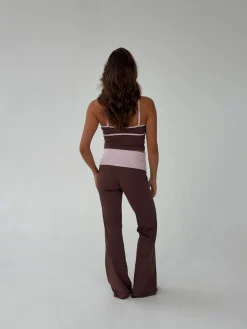 Essential folded yoga pants - Espresso/candyfloss