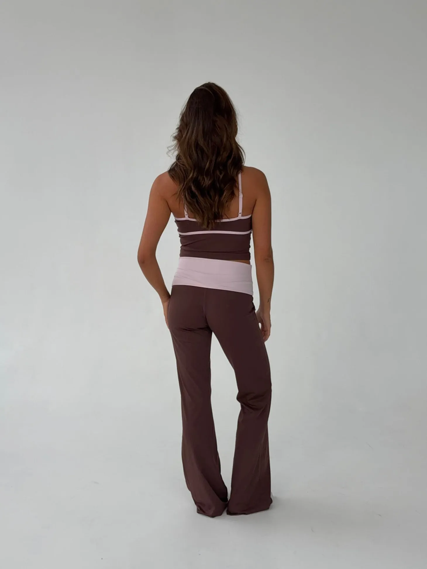 Essential folded yoga pants - Espresso/candyfloss