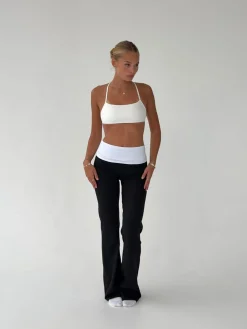 Essential folded yoga pants - Jet black/cloud