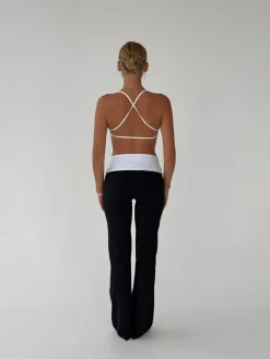 Essential folded yoga pants - Jet black/cloud
