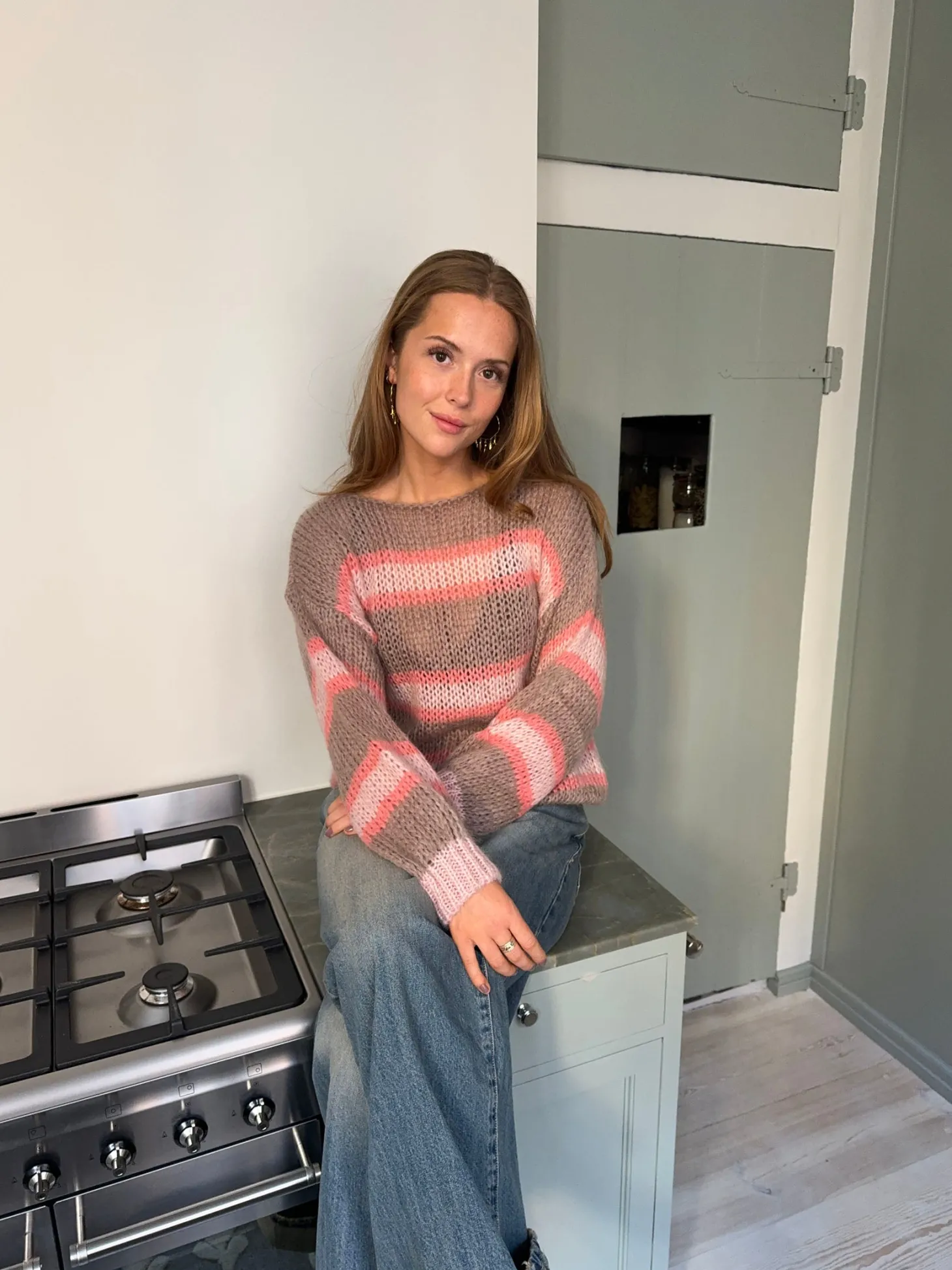 Evelina striktrøje - Brun/pink
