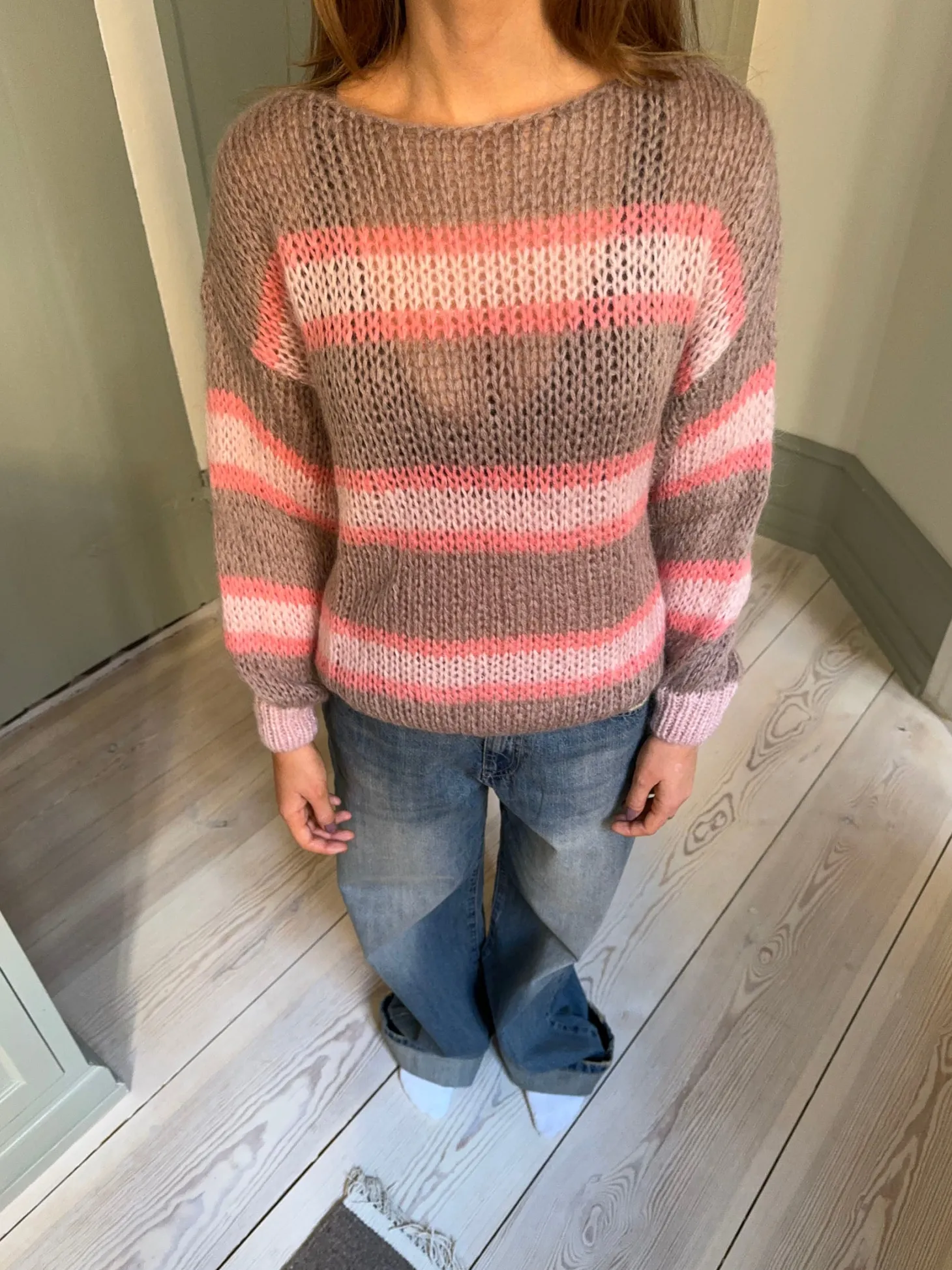 Evelina striktrøje - Brun/pink
