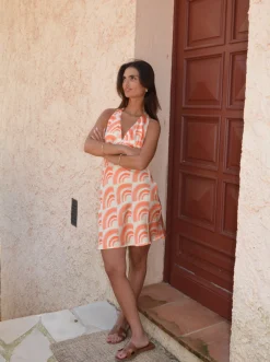 Evie kjole med mønster - Orange