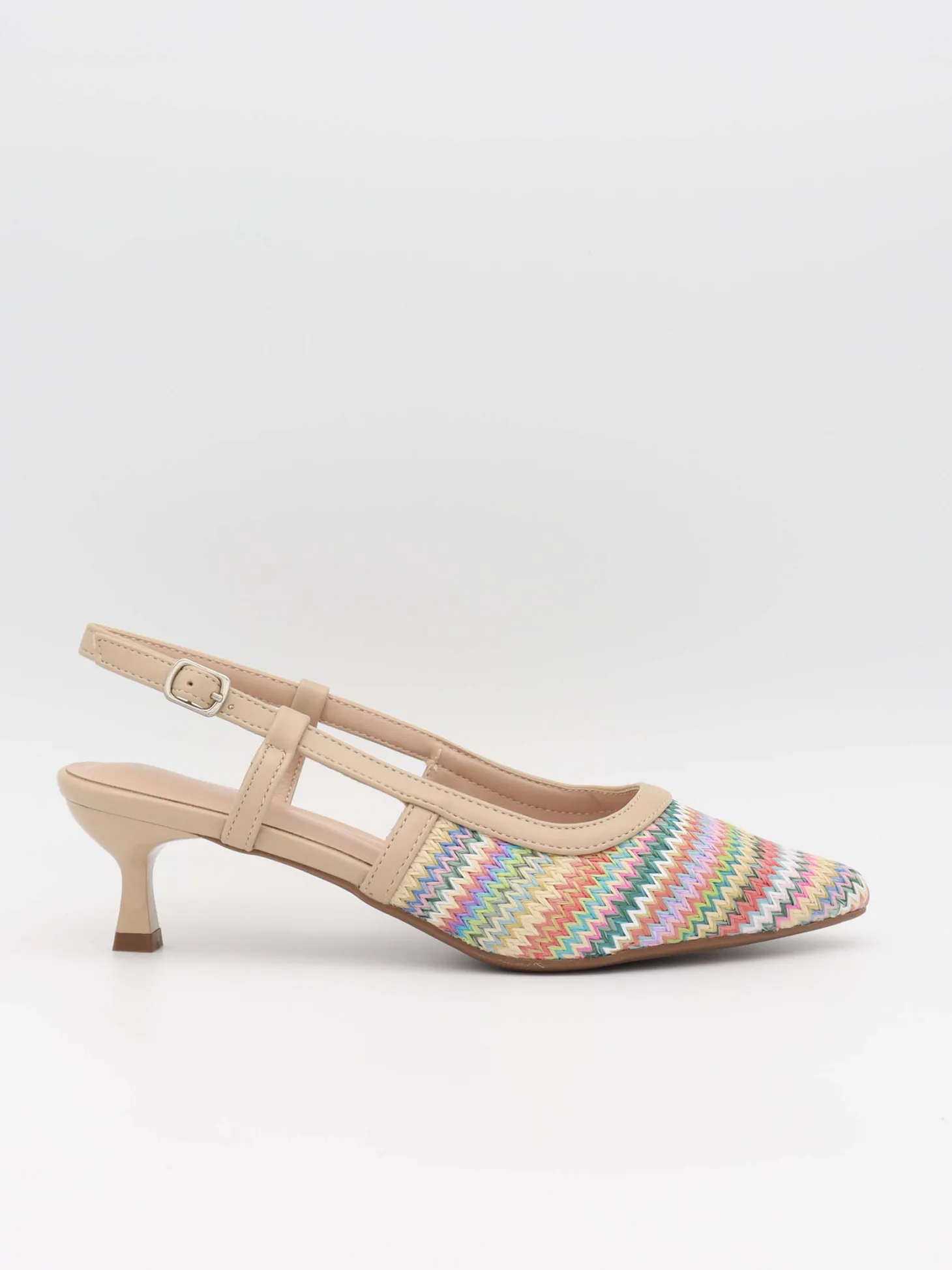 Fantella slingback hæle med mønster - Multifarvet