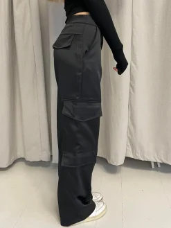 Fauna satin cargobukser - Sort