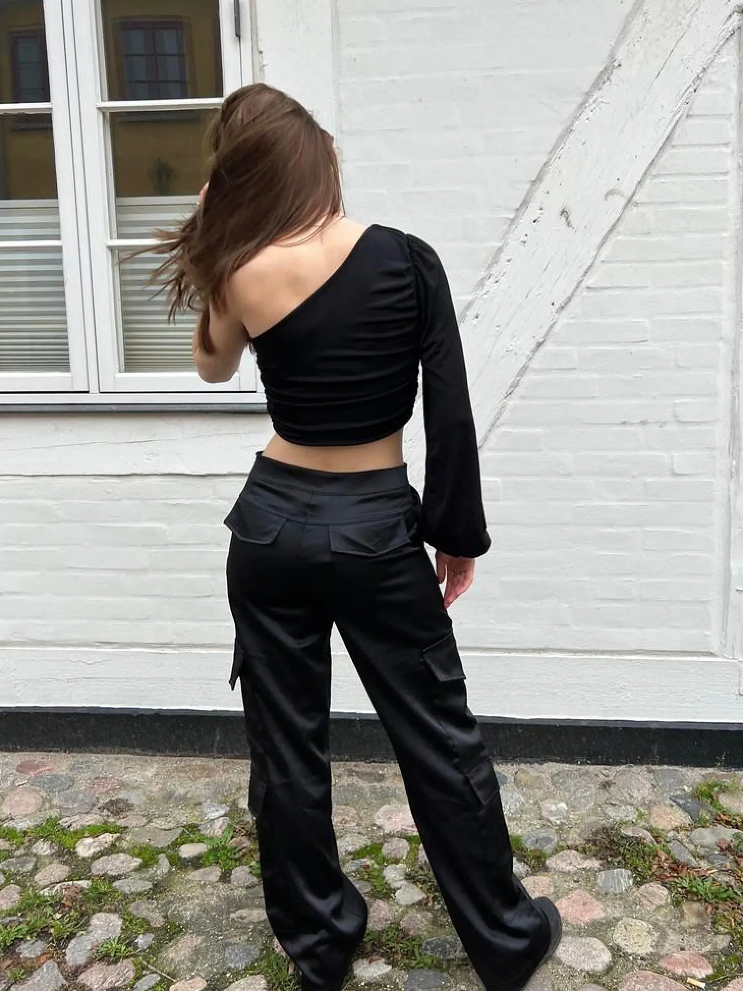 Fauna satin cargobukser - Sort