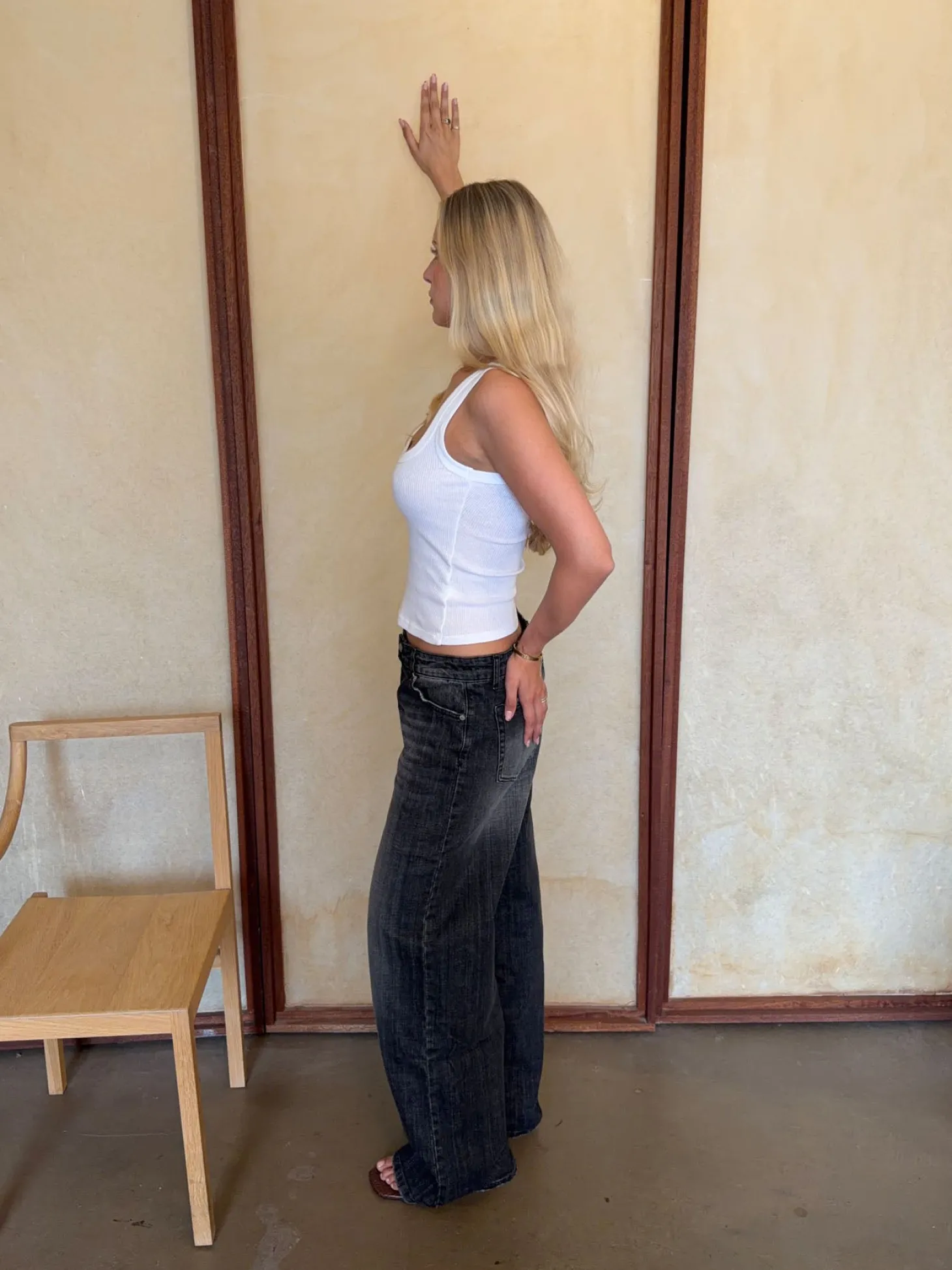 Floraline lavtaljede jeans - Grå denim