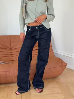 Floraline lavtaljede jeans - Mørk denim