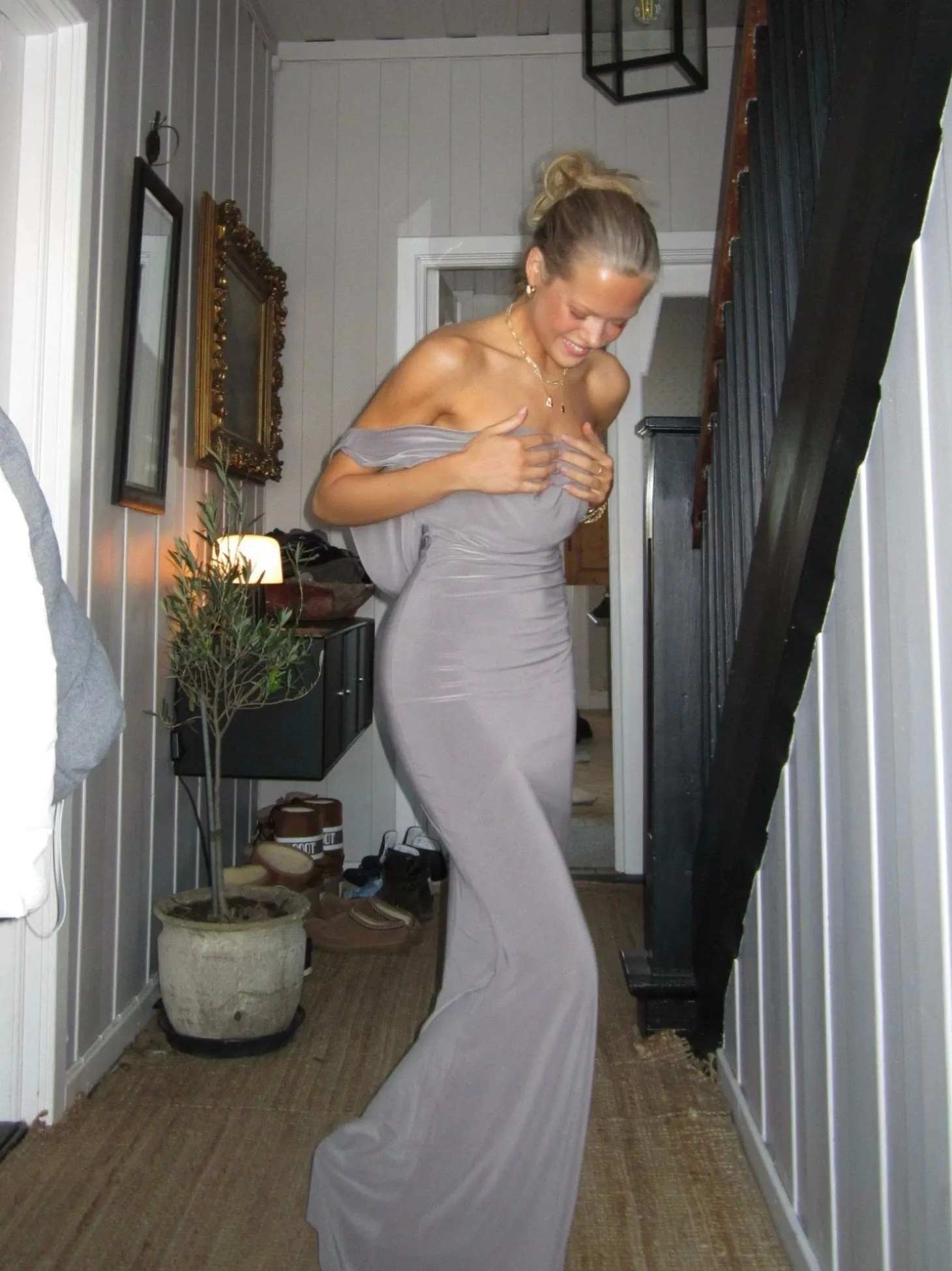 Flora maxikjole - Taupe