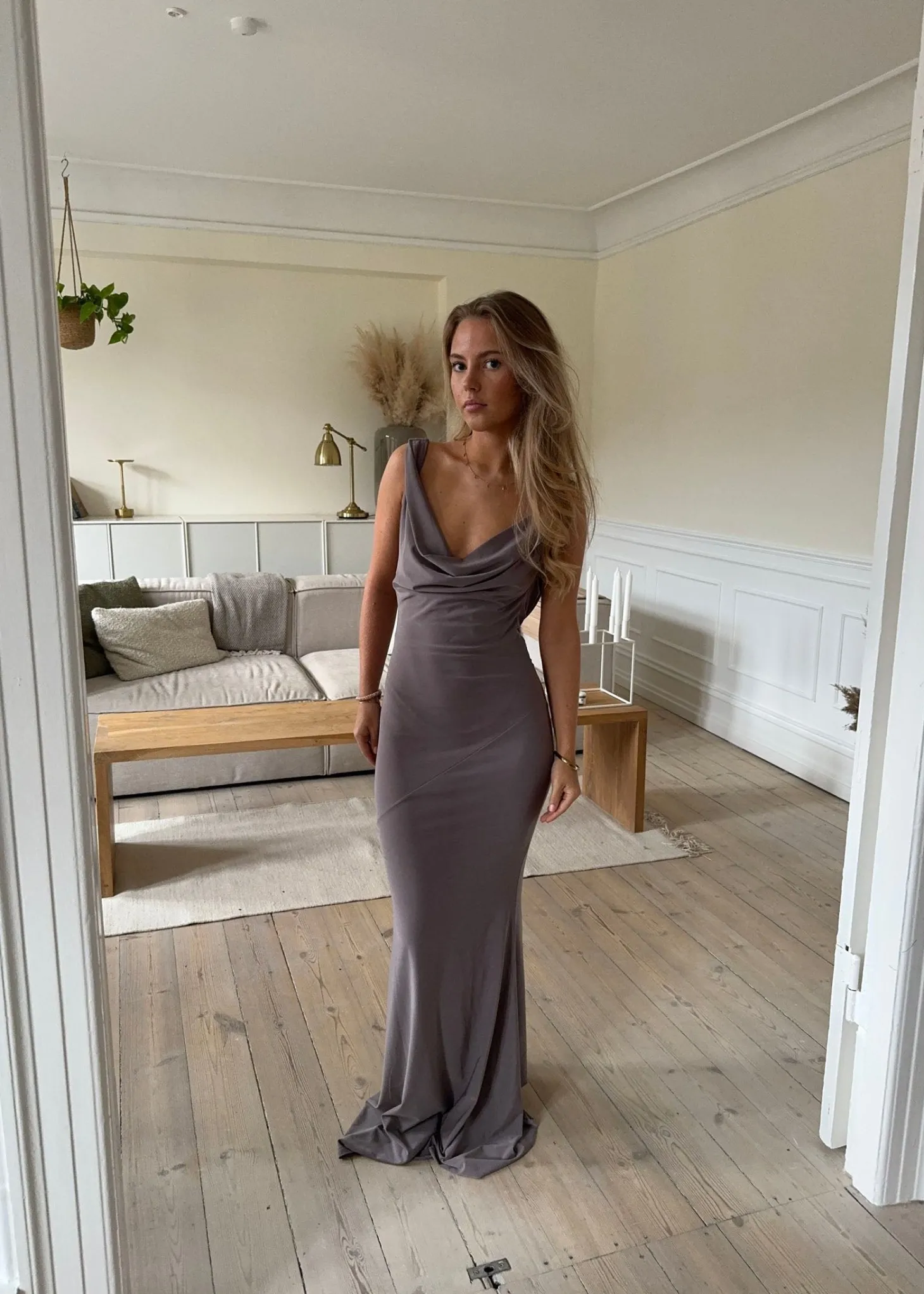 Flora maxikjole - Taupe