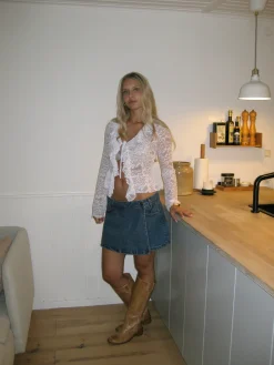 Floria top med blonder - Hvid