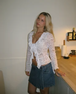 Floria top med blonder - Hvid