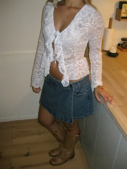 Floria top med blonder - Hvid