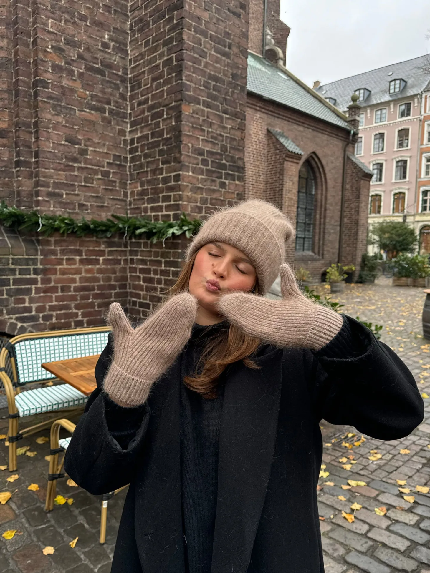 Fluffy handsker - Taupe