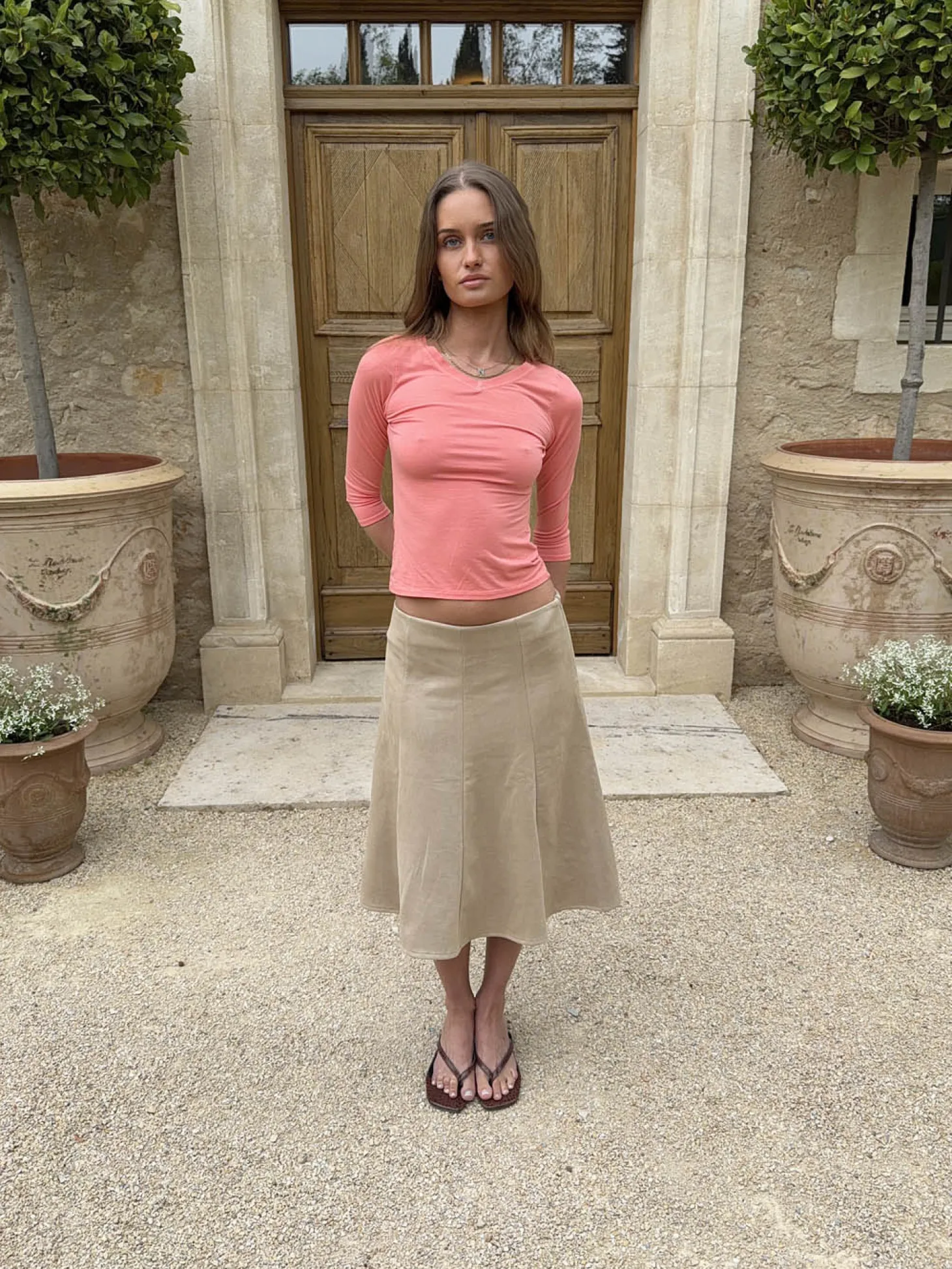 Gemma midinederdel - Beige
