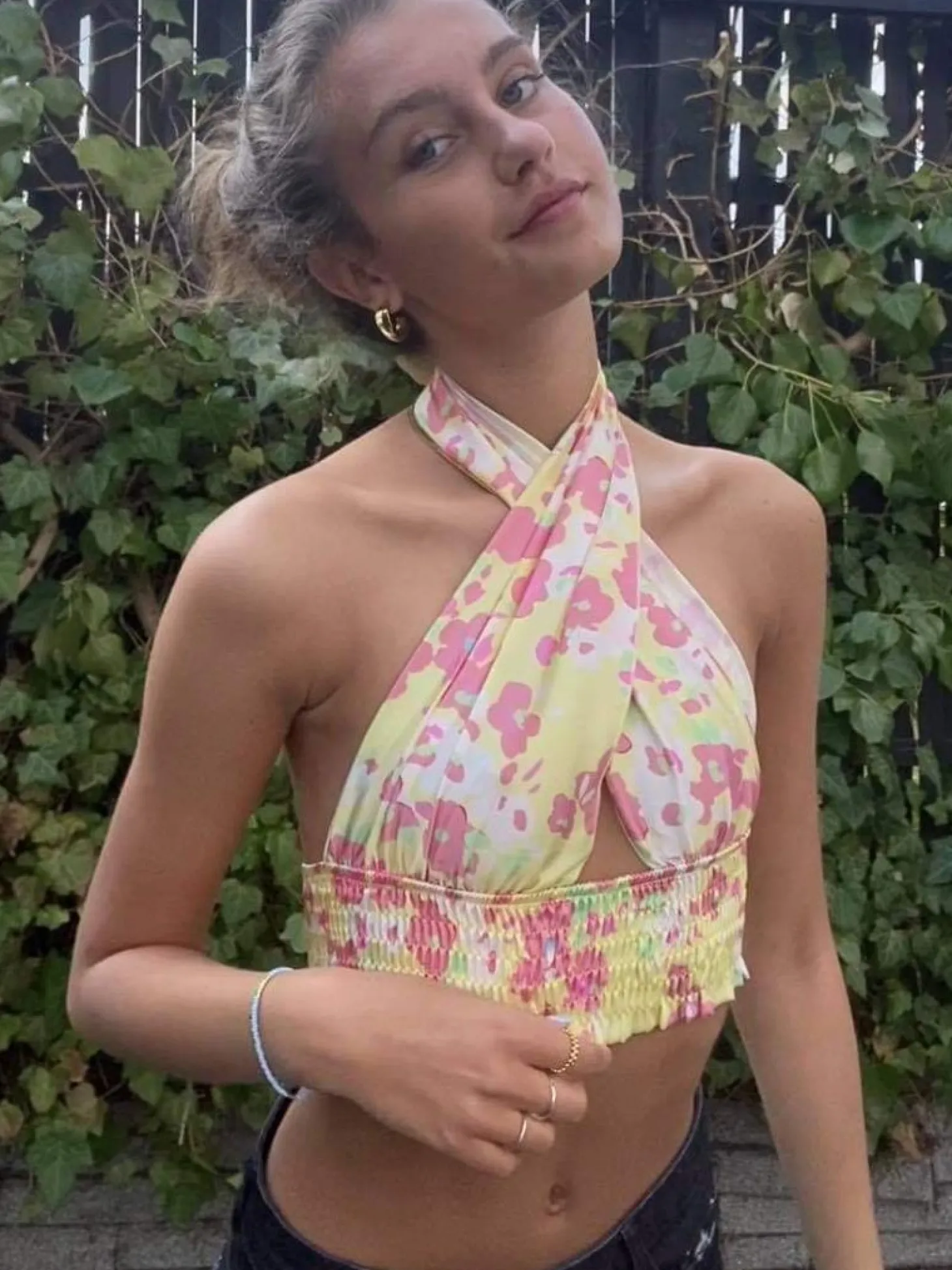 Gianna blomstertop - gul