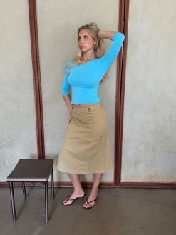 Gulla nederdel med knapper - Beige
