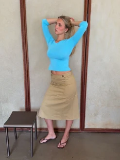 Gulla nederdel med knapper - Beige