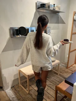 Gunilla strikket cardigan med bindedetaljer - Beige