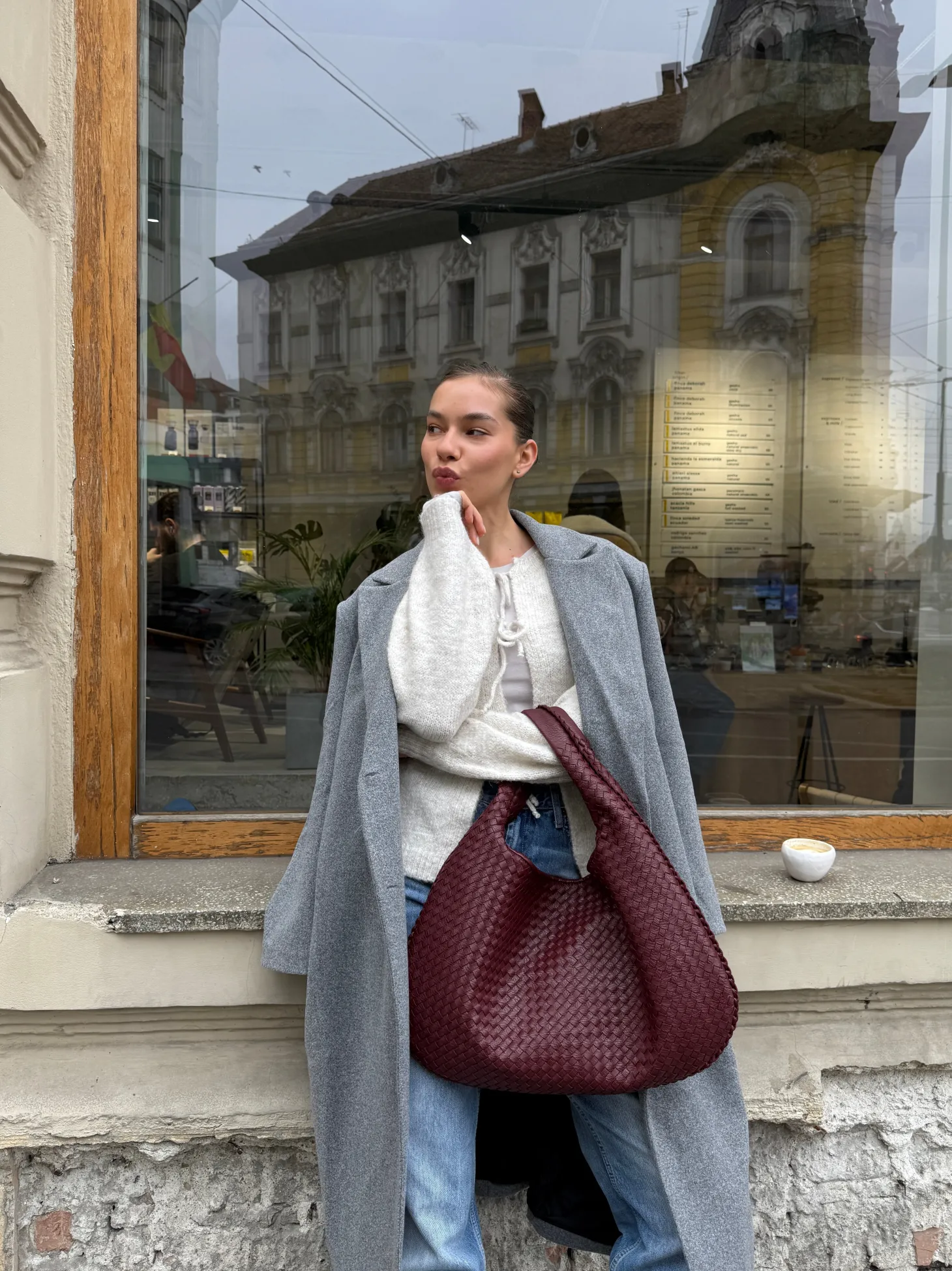 Gunilla strikket cardigan med bindedetaljer - Beige