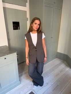Harley vest med bånd - Grå
