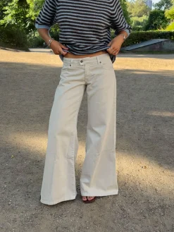 Hedda jeans med brede ben - Beige