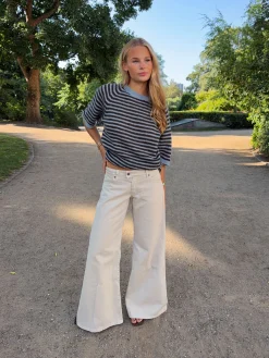 Hedda jeans med brede ben - Beige