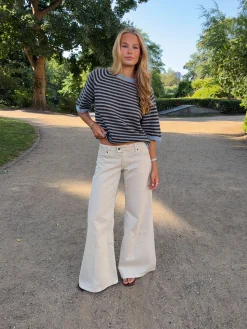 Hedda jeans med brede ben - Beige