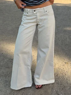 Hedda jeans med brede ben - Beige