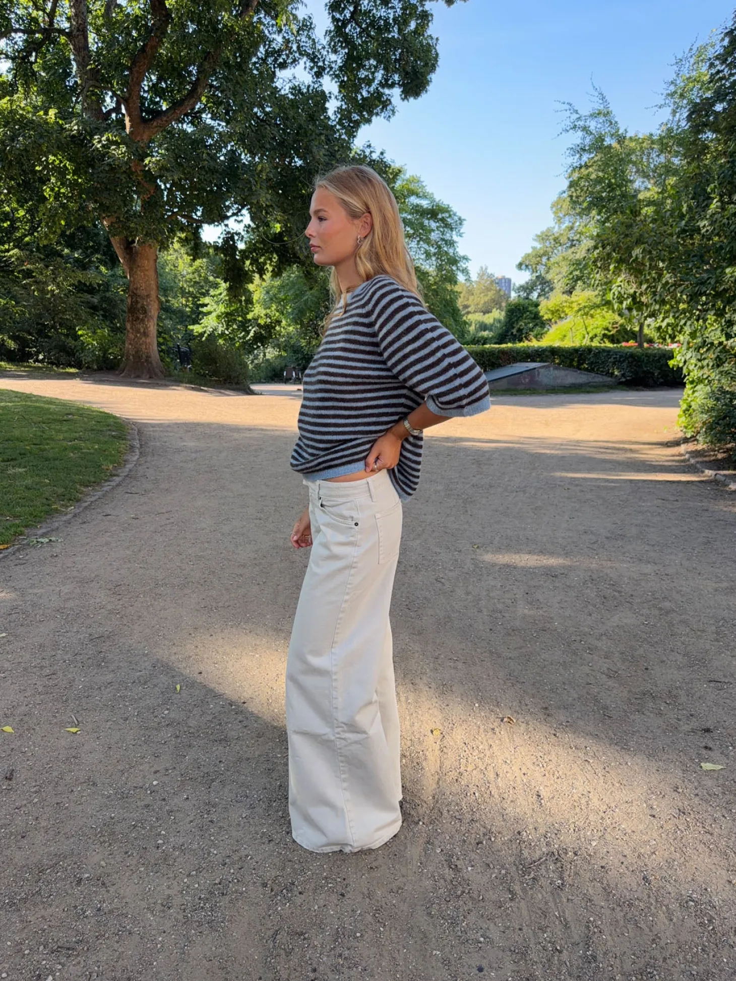 Hedda jeans med brede ben - Beige