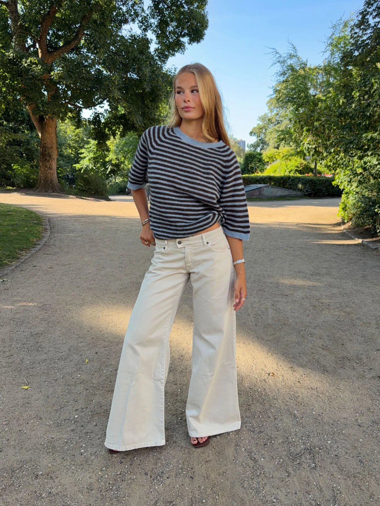 Hedda jeans med brede ben - Beige