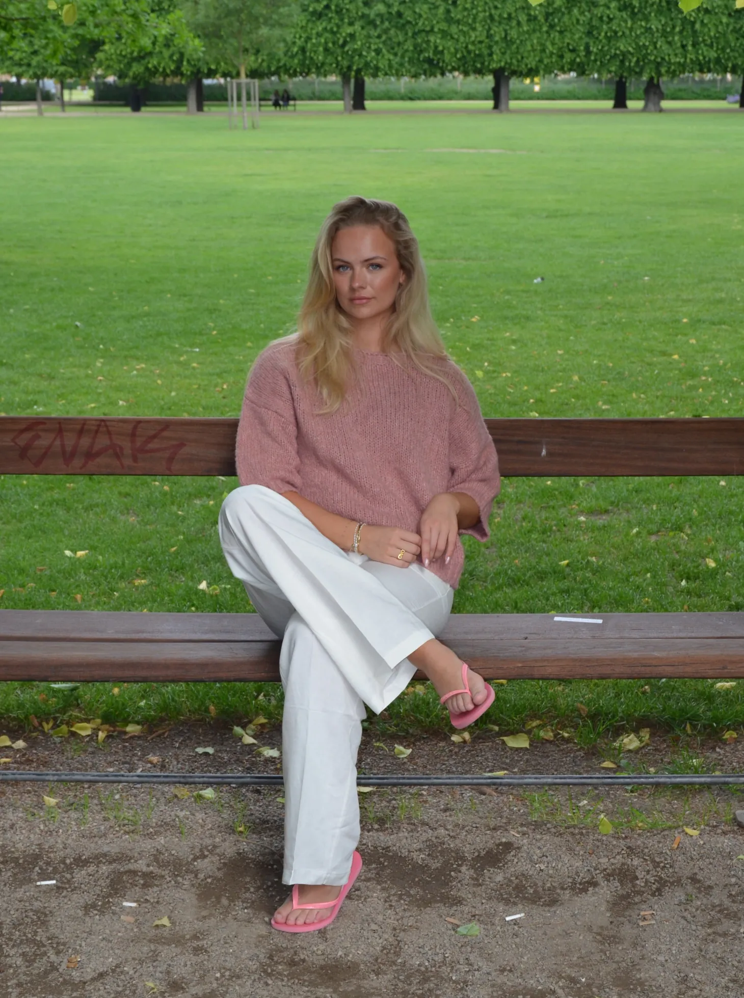 Hedvig striktrøje med korte ærmer - Lyserød