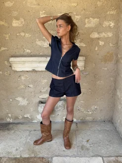 Helina denimshorts - Mørkeblå