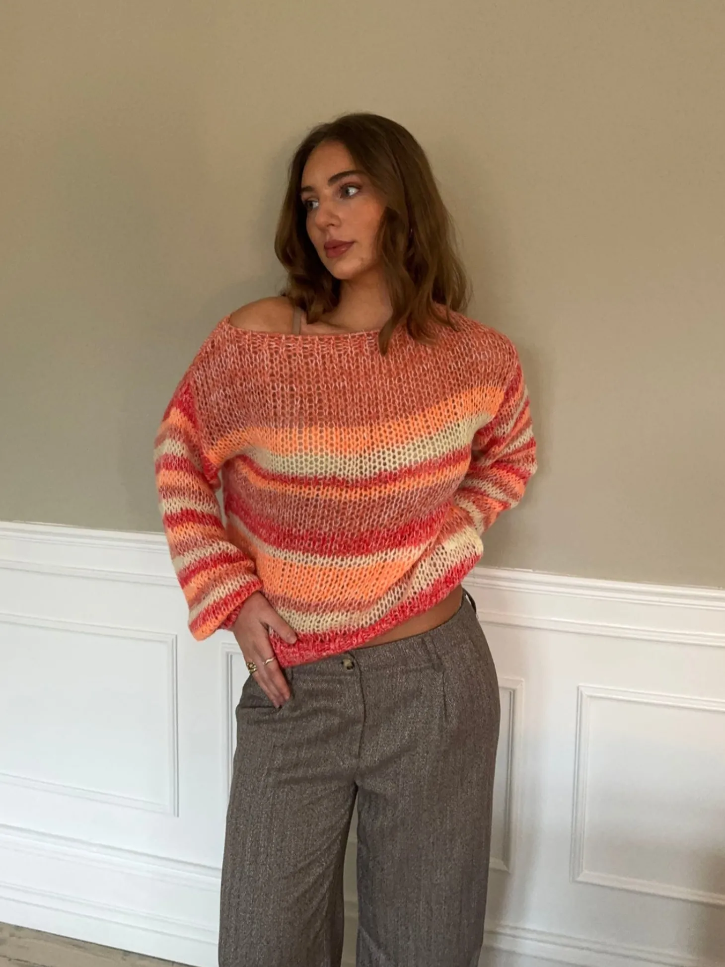 Helin striktrøje - Rød/Orange