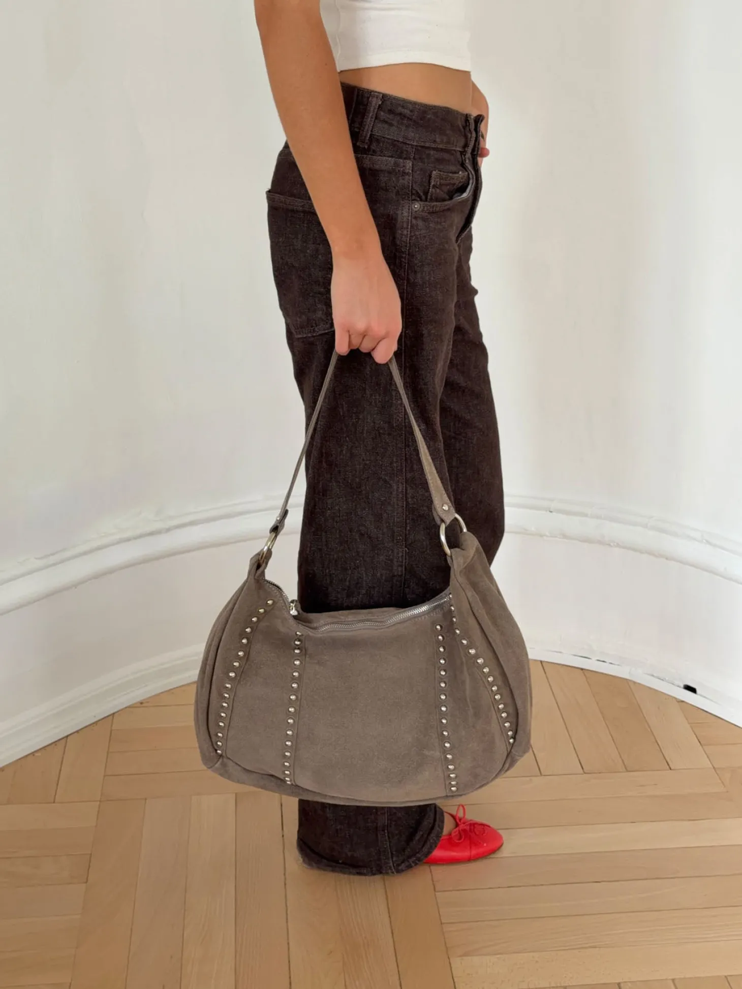 Henry taske med nitter - Taupe