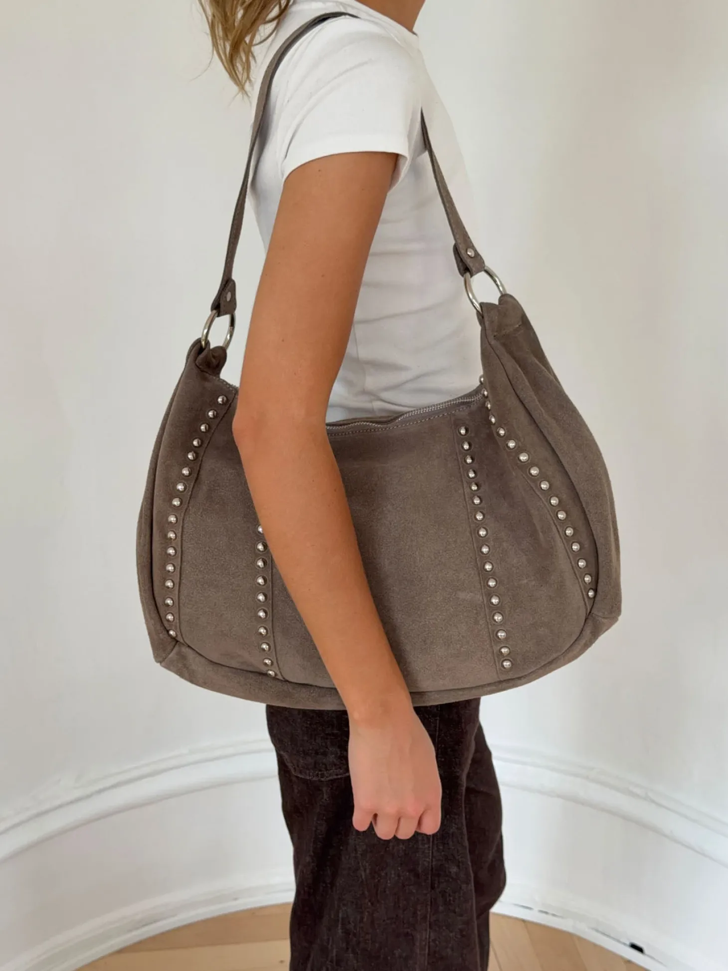 Henry taske med nitter - Taupe