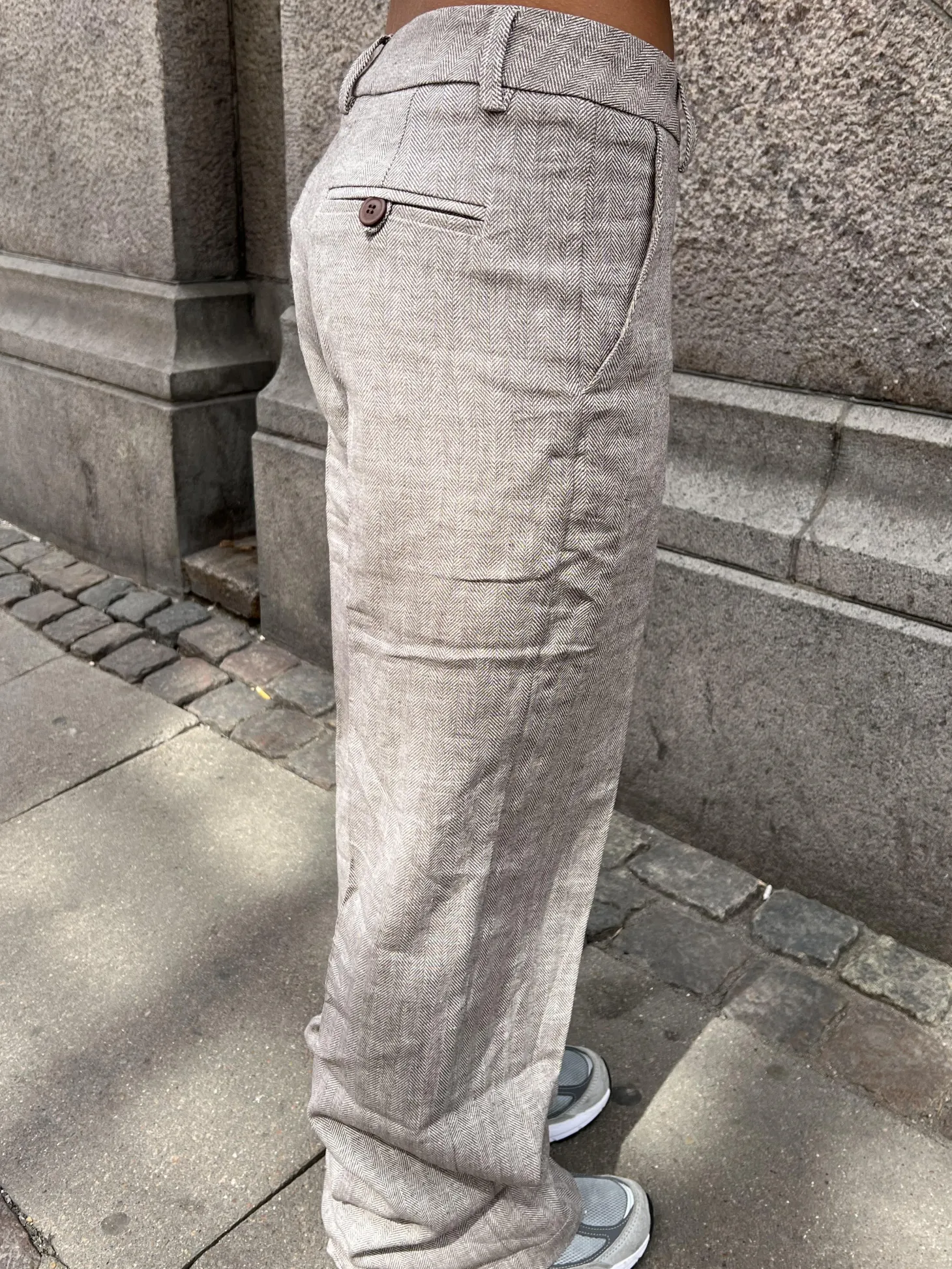 Herringbone bukser - Brun/hvid